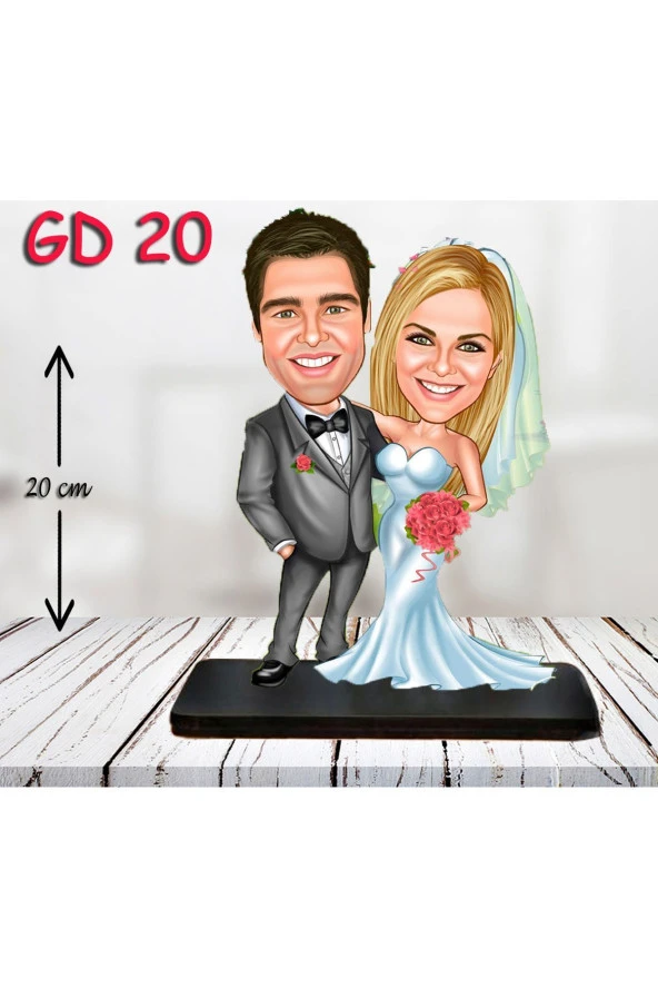 Özcan Tasarım Kişiye Özel Ahşap Biblo - Gelin Damat Biblo ( 3D Biblo ) ürün görseli