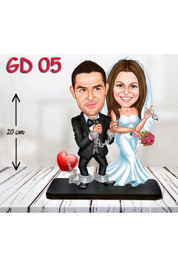 Kişiye Özel Ahşap Biblo - Gelin ve Damat Biblo 5 ( 3D Biblo )
