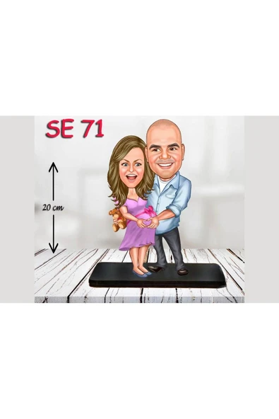 Özcan Tasarım Kişiye Özel Ahşap Biblo - Hamile Çift Biblo ( 3D Biblo ) ürün görseli