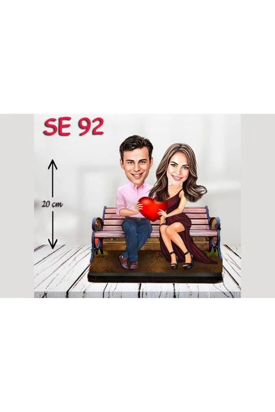 Özcan Tasarım Kişiye Özel Ahşap Biblo - Kalpli Sevgili Biblo ( 3D Biblo )