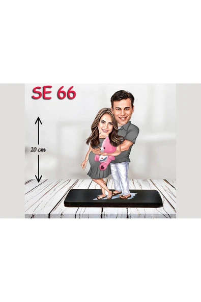 Özcan Tasarım Kişiye Özel Ahşap Biblo - Hamile Çift Biblo ( 3D Biblo ) ürün görseli