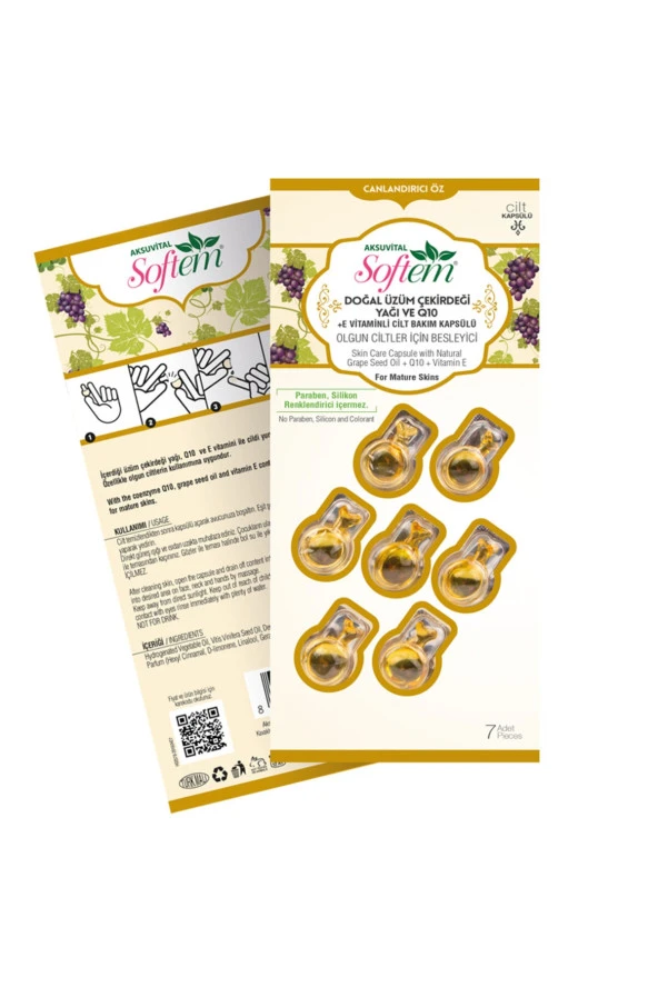 Üzüm Çekirdeği Yağı Ve Q10 + E Vitaminli Cilt Bakım Kapsülü ürün görseli