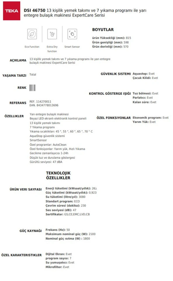 Bulaşık Makinesi DSI 46750 SS - 7