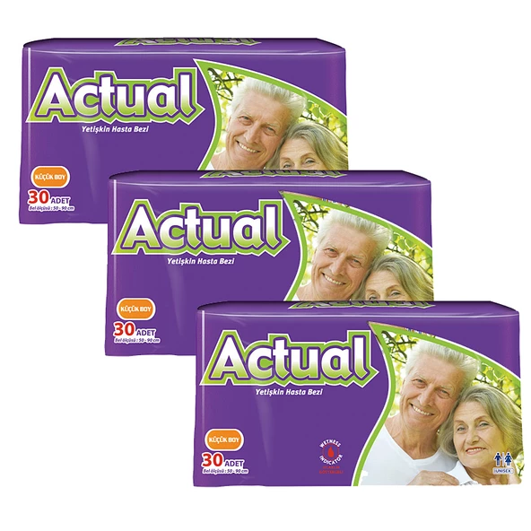 Actual Yetişkin Hasta Bezi Small / 30lu - 3 Adet ürün görseli 1