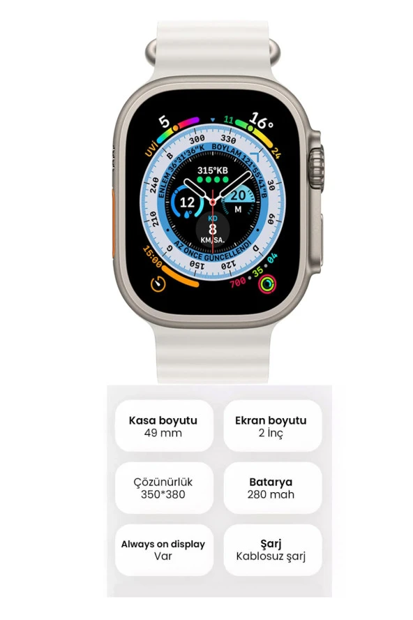 resolut Wearfit Pro Gs8+ Watch 8 Ultra 45mm Akıllı Saat 2.0 inç Ekran Andriod iOS Uyumlu - 5