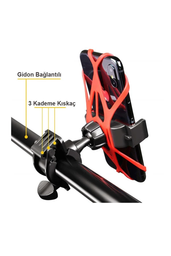 resolut Motosiklet - Bisiklet Gidon Bağlantılı Kıskaçlı Telefon Tutucu