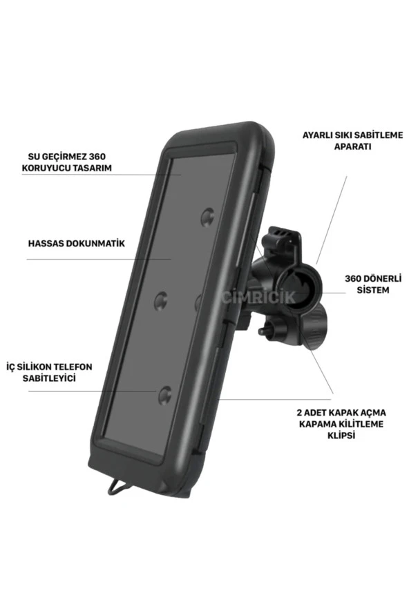 Cimricik Motosiklet Telefon Tutucu Bisiklet Telefon Tutucu Su Geçirmez Pfs - 5