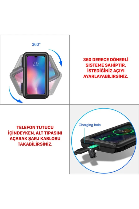 Cimricik Motosiklet Telefon Tutucu Bisiklet Telefon Tutucu Su Geçirmez Pfs - 7