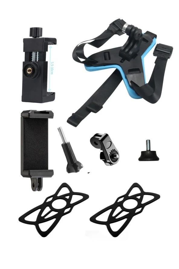 resolut Kask Telefon Aksiyon Kamera Bağlantı Aparatı Ayarlanabilir ÇİFT BAŞLIKLI VE YEDEK LASTİKLİDİR