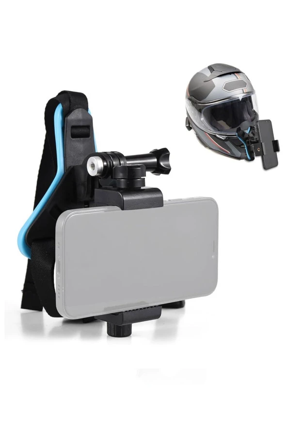 resolut Telefon ve Aksiyon Kamera ile Uyumlu Kask Çene Bağlantı Kayışı (YEDEK LASTİKLİDİR) evrensel - 3