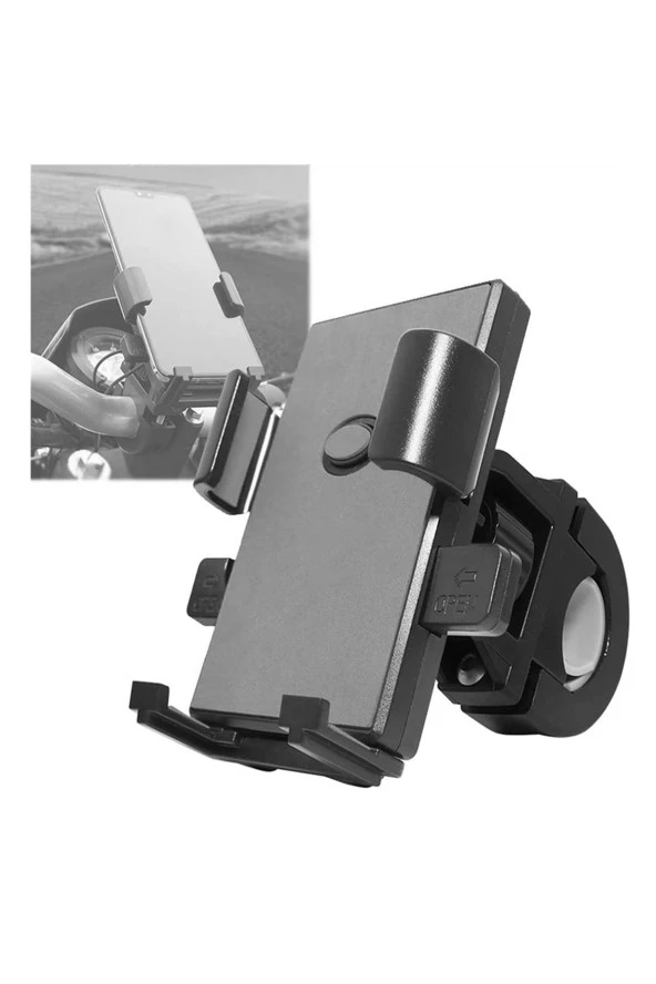 resolut Gidon Bağlantılı Otomatik Kilitli Motosiklet Bisiklet Telefon Tutucu 5-8 inç arası telefon uyumlu - 4