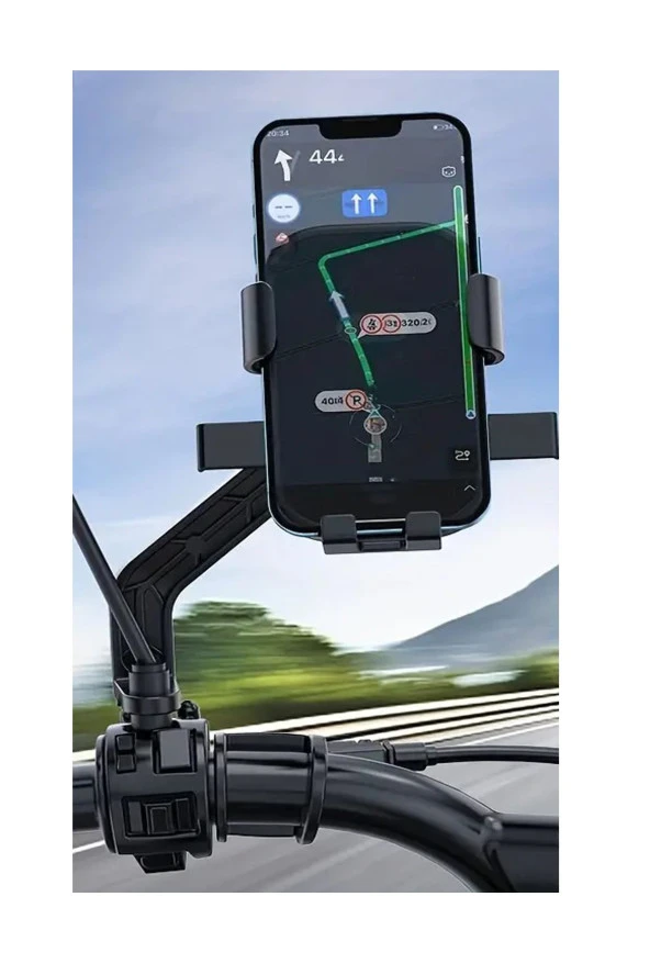 resolut Otomatik kilitli Ayna Bağlantılı Motorsiklet Telefon Tutucu 4.7-7.2 inç arası telefonlara uyumlu - 5