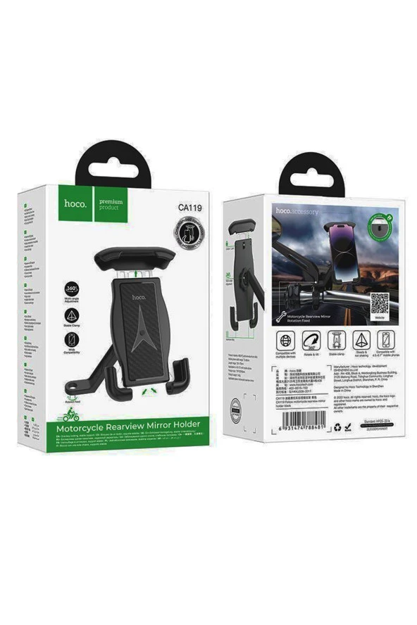 resolut Hoco CA119 Motosiklet dikiz aynası tutucusunu 4,5-7,0 inç telefon uyumlu - Resim 3