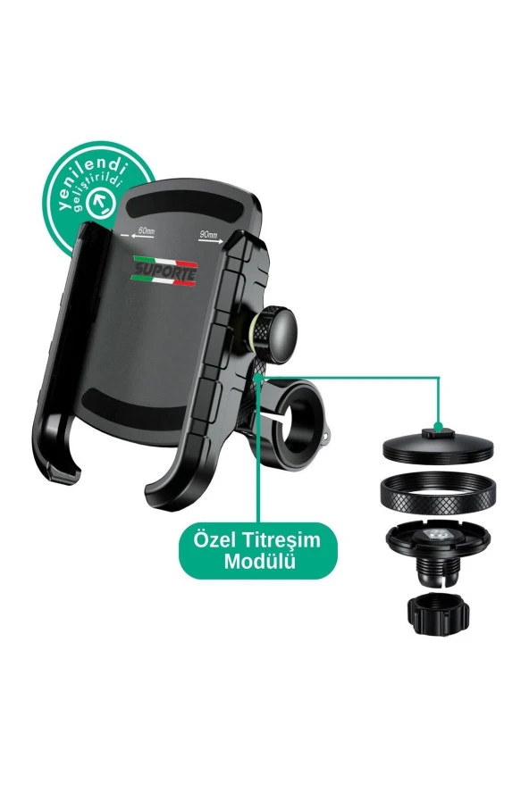 resolut Titreşim Önleyici Modüllü Telefon Tutucu 3.5-7.0 inç arası telefon uyumlu - 6