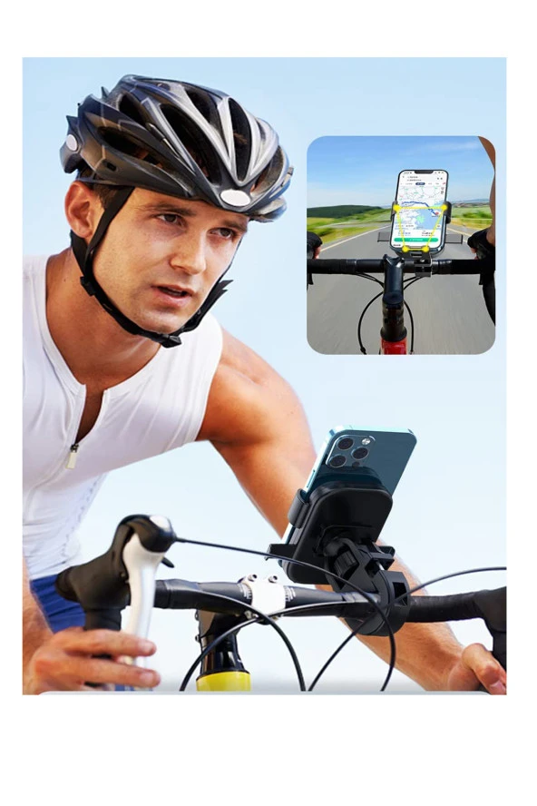 SUPORTE Gidon Bağlantılı Otomatik Kilitli Motorsiklet Telefon Tutucu 4.7-7.2 inç arası telefonlara uyumlu - 4