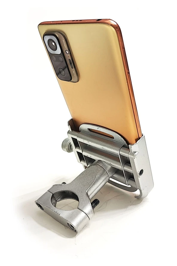 resolut Alüminyum Gövdeli Gidon Bağlantılı Telefon Tutucu Yeni Model Gri - Resim 4