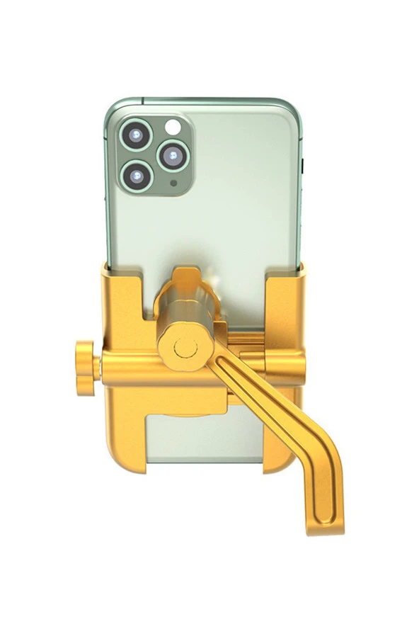 SUPORTE Alüminyum Gövdeli Ayna Bağlantılı Gold Renk Motosiklet Bisiklet Açık Telefon Tutucu - 2