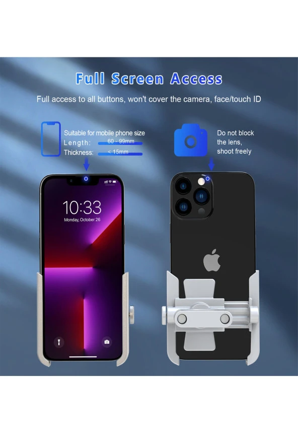 Powertec Alüminyum Gövdeli Gidon Bağlantılı Full metal Motosiklet-bisiklet Telefon Tutucu Gri - 3