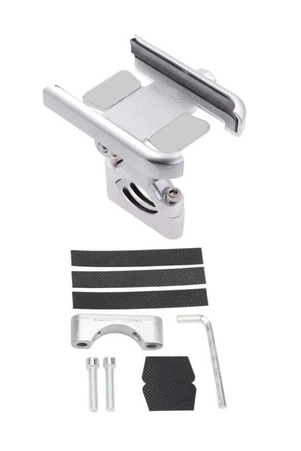 Powertec Alüminyum Gövdeli Gidon Bağlantılı Full metal Motosiklet-bisiklet Telefon Tutucu Gri - 5