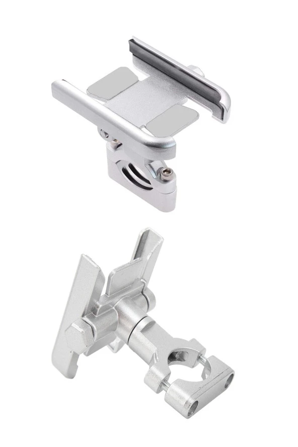 Powertec Alüminyum Gövdeli Gidon Bağlantılı Full metal Motosiklet-bisiklet Telefon Tutucu Gri - 6