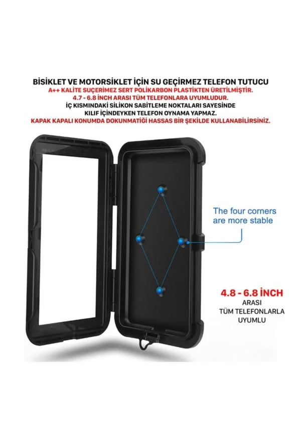 resolut Motosiklet Telefon Tutucu Bisiklet Telefon Tutucu Su Geçirmez Pfs 4.9-6.5 Inç - 2