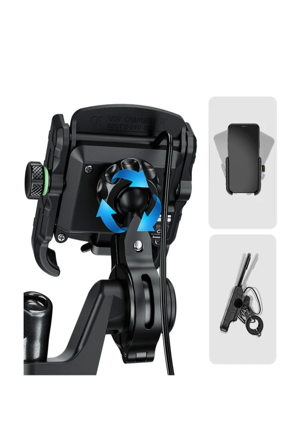 SUPORTE M8 Usb 3.0 Gidon Ve Ayna Bağlantılı 3.5 - 7 Inç Telefon Tutucu - 2