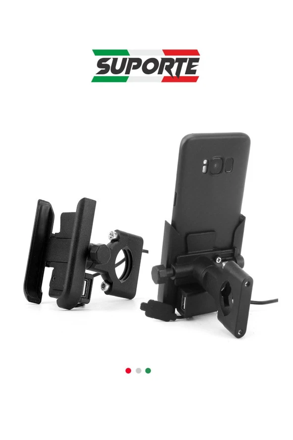 SUPORTE Motosiklet Telefon Tutucu Usb Şarjlı Alüminyum Alaşım Gidon Bağlantılı - Resim 3