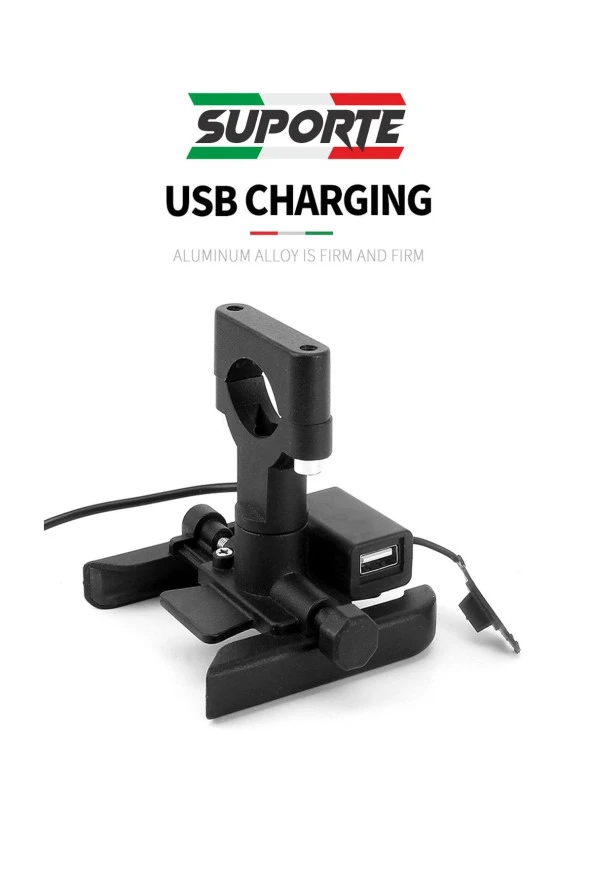 SUPORTE Motosiklet Telefon Tutucu Usb Şarjlı Alüminyum Alaşım Gidon Bağlantılı - Resim 4