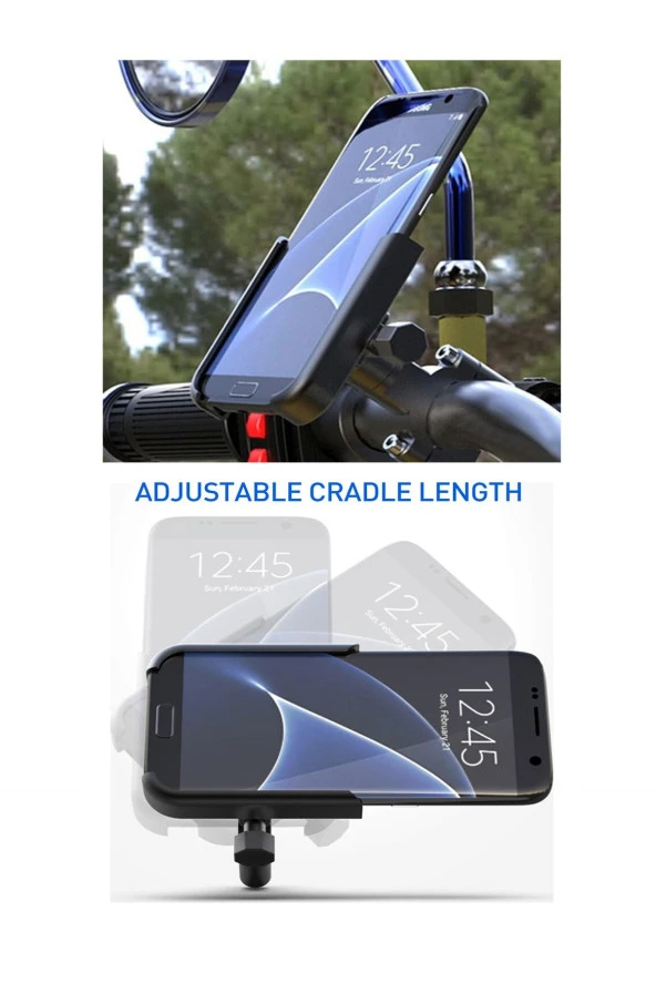 resolut Gidon Ve Ayna Bağlantılı Alüminyum Gövdeli Motosiklet-bisiklet Telefon Tutucu - 5