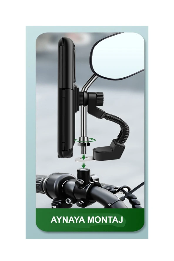 resolut Suporte Motosiklet - Bisiklet Telefon Tutucu Kapalı Model 7 Inch AYNA Bağlantılı ( Xl Büyük Boy ) - 4