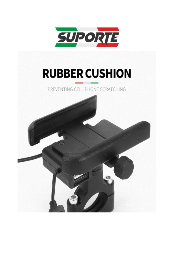 SUPORTE Motosiklet Telefon Tutucu Usb Şarjlı Alüminyum Alaşım Gidon Bağlantılı - Resim 6