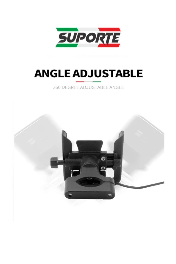 SUPORTE Motosiklet Telefon Tutucu Usb Şarjlı Alüminyum Alaşım Gidon Bağlantılı - Resim 7