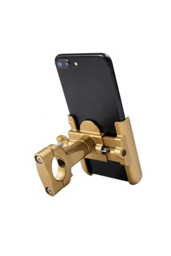 Powertec Gidon Ve Ayna Bağlantılı Alüminyum Gövdeli Gold Renk Motosiklet-bisiklet Telefon Tutucu - Resim 2