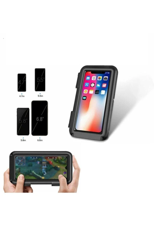 Powertec Motosiklet Ayna Bağlantılı Telefon Tutucu Kapaklı Dokunmatik Ekran Su Geçirmez 6,5 Inç - 8