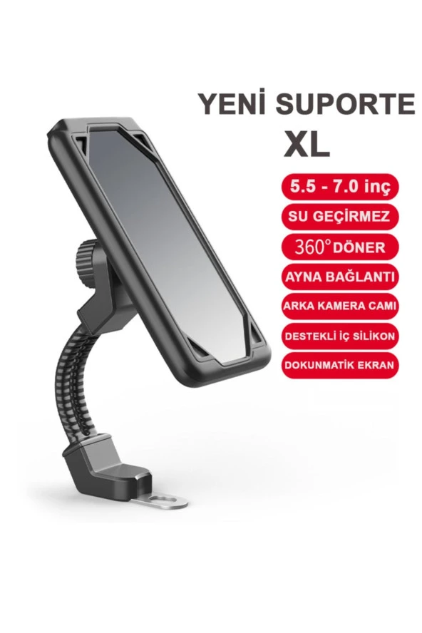 Powertec Gidon Bağlantı Suporte Xl Motosiklet Bisiklet Telefon Tutucu Su Geçirmez 5.5-7.0 Inç Arası - 2