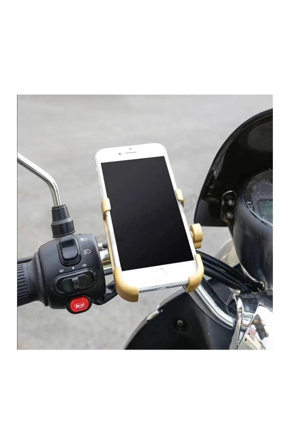 resolut Motosiklet Telefon Tutucu Usb Şarjlı Alüminyum Alaşım Gidon Ve Ayna Bağlantılı - Resim 4