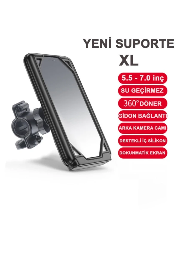 Tristar Suporte Telefon Tutucu Kapalı Model 7 Inch ( Xl Büyük Boy ) Gidon Bağlantılı - Resim 2