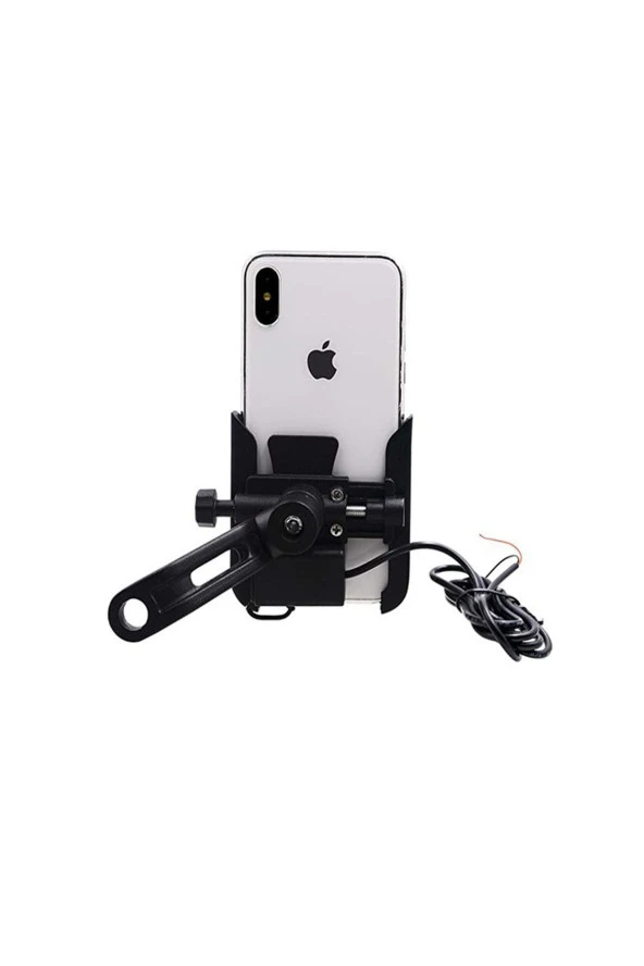 Powertec Alüminyum Gövde Ayna Monte Telefon Tutucu-usb Bağlantılı - Resim 2