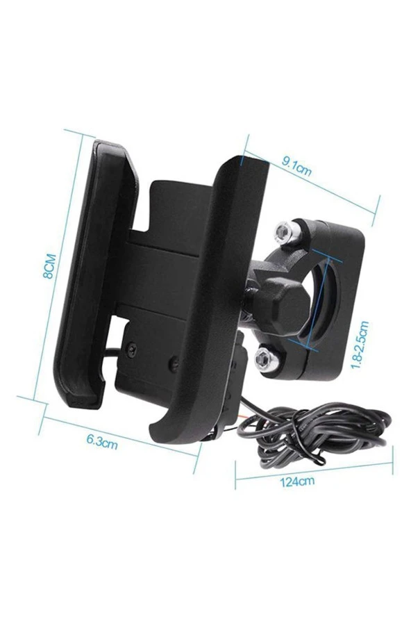 Powertec Motosiklet Telefon Tutucu Usb Şarjlı Alüminyum Alaşım Gidon Ve Ayna Bağlantılı - 3