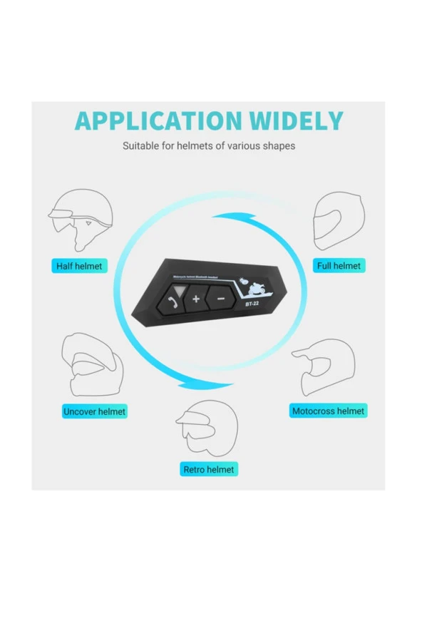 Tristar Bt22 Kask Kulaklığı Bt Interkom Sistemi Su Geçirmez Bluetooth 5.0 Yeni Model 22siyah - 5