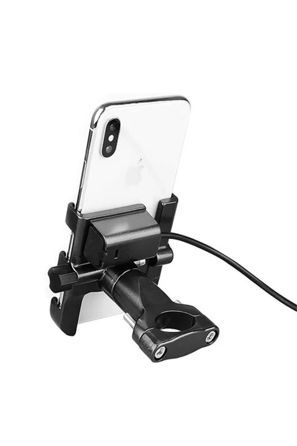 Powertec Motosiklet Telefon Tutucu Usb Şarjlı Alüminyum Alaşım Gidon Ve Ayna Bağlantılı - 7