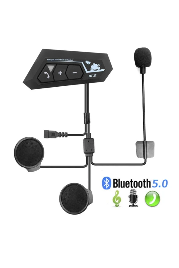 Tristar Bt22 Kask Kulaklığı Bt Interkom Sistemi Su Geçirmez Bluetooth 5.0 Yeni Model 22siyah