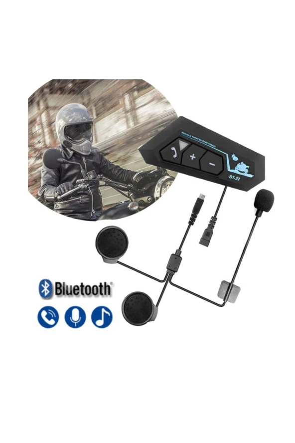 Tristar Bt22 Kask Kulaklığı Bt Interkom Sistemi Su Geçirmez Bluetooth 5.0 Yeni Model 22siyah - 3