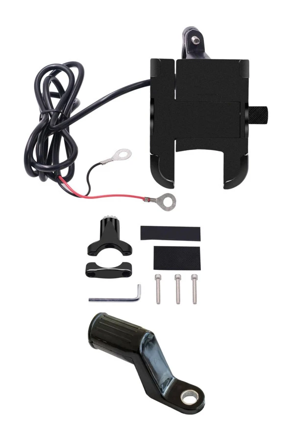 Powertec Motosiklet Telefon Tutucu Usb Şarjlı Alüminyum Alaşım Gidon Ve Ayna Bağlantılı - 5