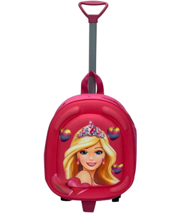 barbili kızlı Çekçekli Tekerlekli Anaokulu/kreş Çantası 1. Kalite barbie bez (ÖLÇÜLERE BAKINIZ) ürün görseli 1