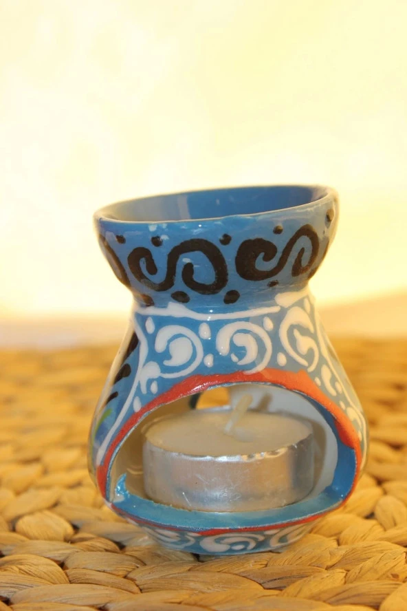 Buhardanlık Seramik El İşi Çini Motifli Buhurdanlık Mini MKS - Resim 3