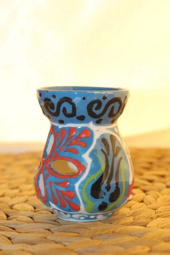 Buhardanlık Seramik El İşi Çini Motifli Buhurdanlık Mini MKS - Resim 4