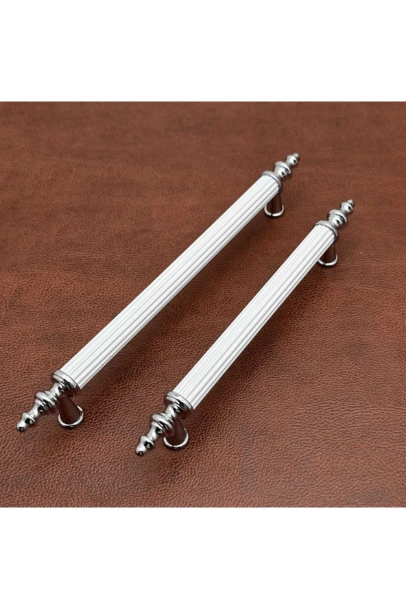 Şehzade Beyaz Krom Mobilya Dolap Tv Ünitesi Vestiyer Yatak Odası Mutfak Çekmece Kulpu 128 Mm 5 Adet - Resim 3