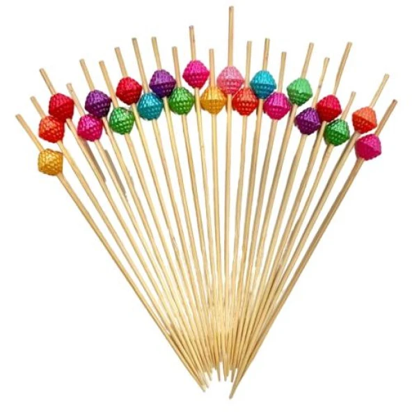 RENKLİ BONCUKLU UZUN BAMBU ÇUBUĞU - 2