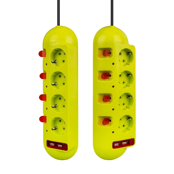 Vea VE-E40USB 4 lü 2 USB'li 1.5 Metre Ayrı Anahtarlı Grup Priz Uzatma Kablosu 3860 Watt 16 Amper - 3